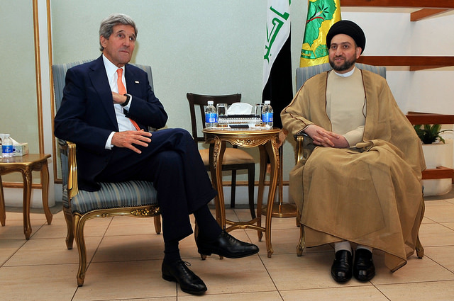 Secretary Kerry Sits With Islamic Supreme Council of Iraq Leader Hakim in Baghdad